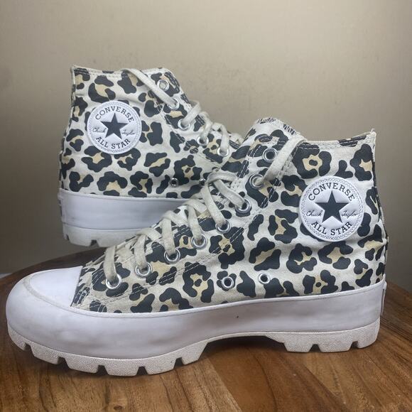 Converse Chuck Taylor All Star Lugged Leopard Womens Animal Print Size 9 Shoes - Picture 2 of 9